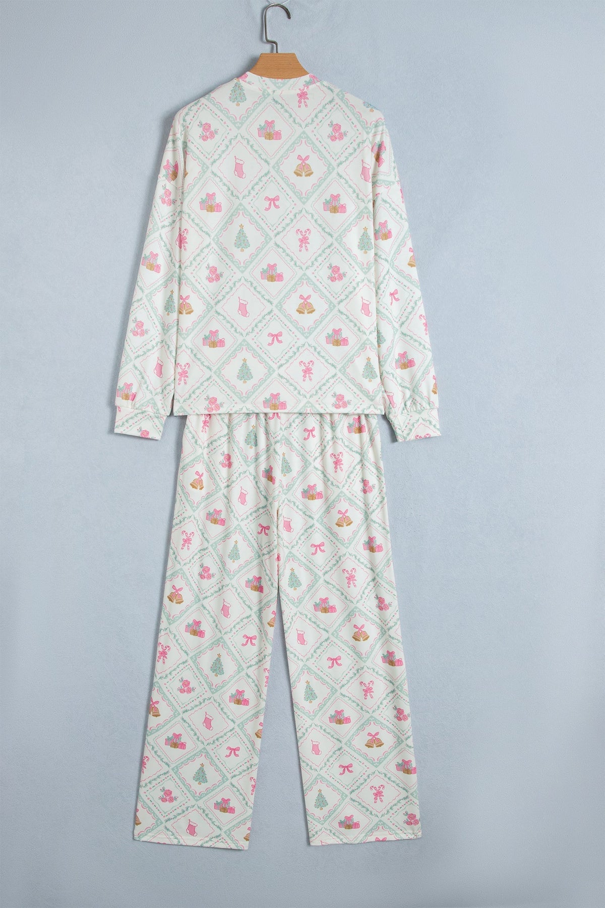 Sugarplum Christmas Patchwork Pajama Set — White
