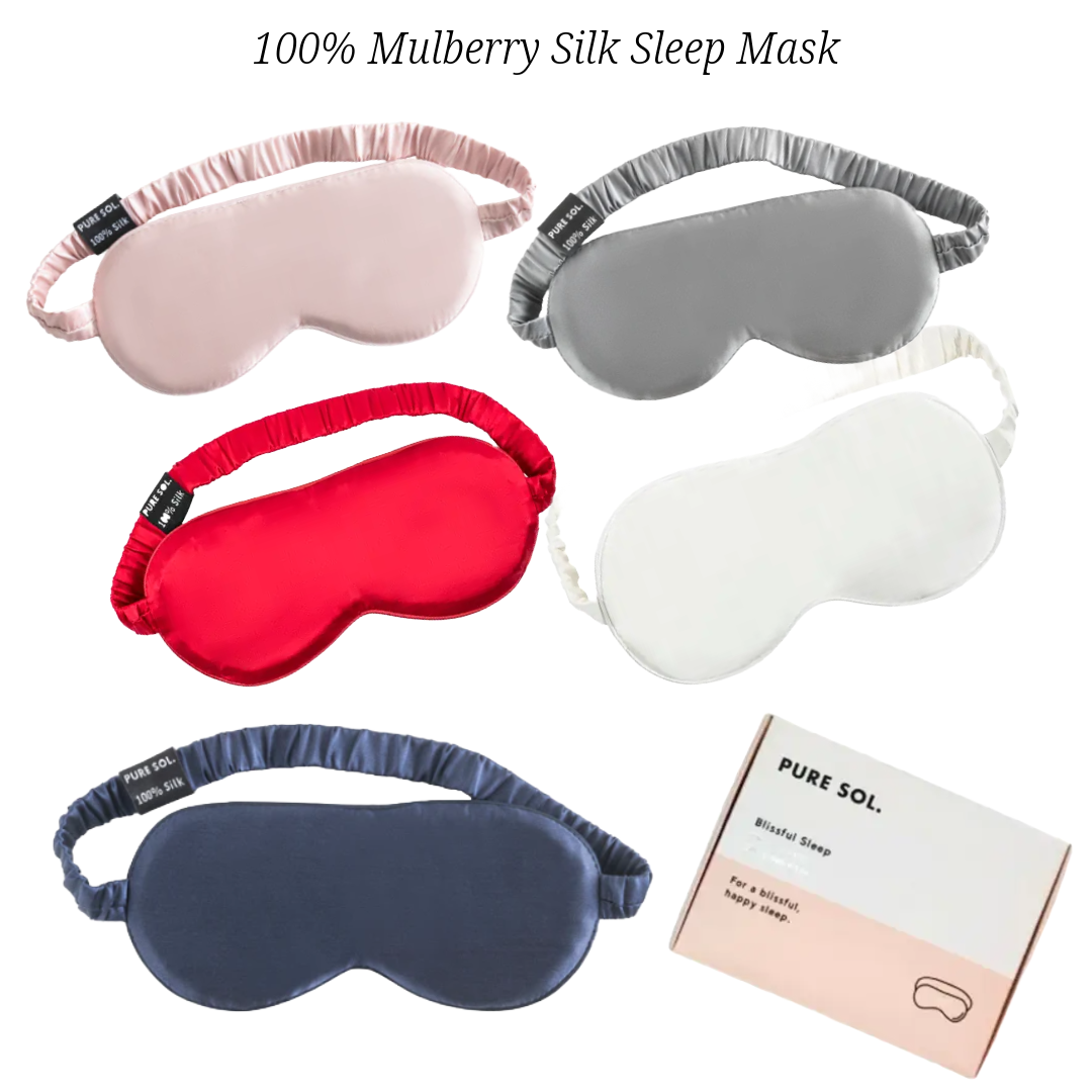 PURE SOL. Beauty Blissful Sleep 100% Mulberry Silk Sleep Eye Mask - Navy