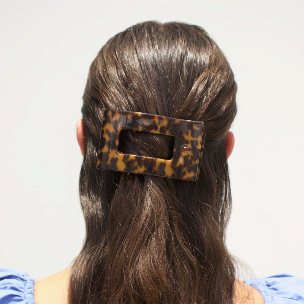 Tortoise Medium Flat Rectangle Hair Clip
